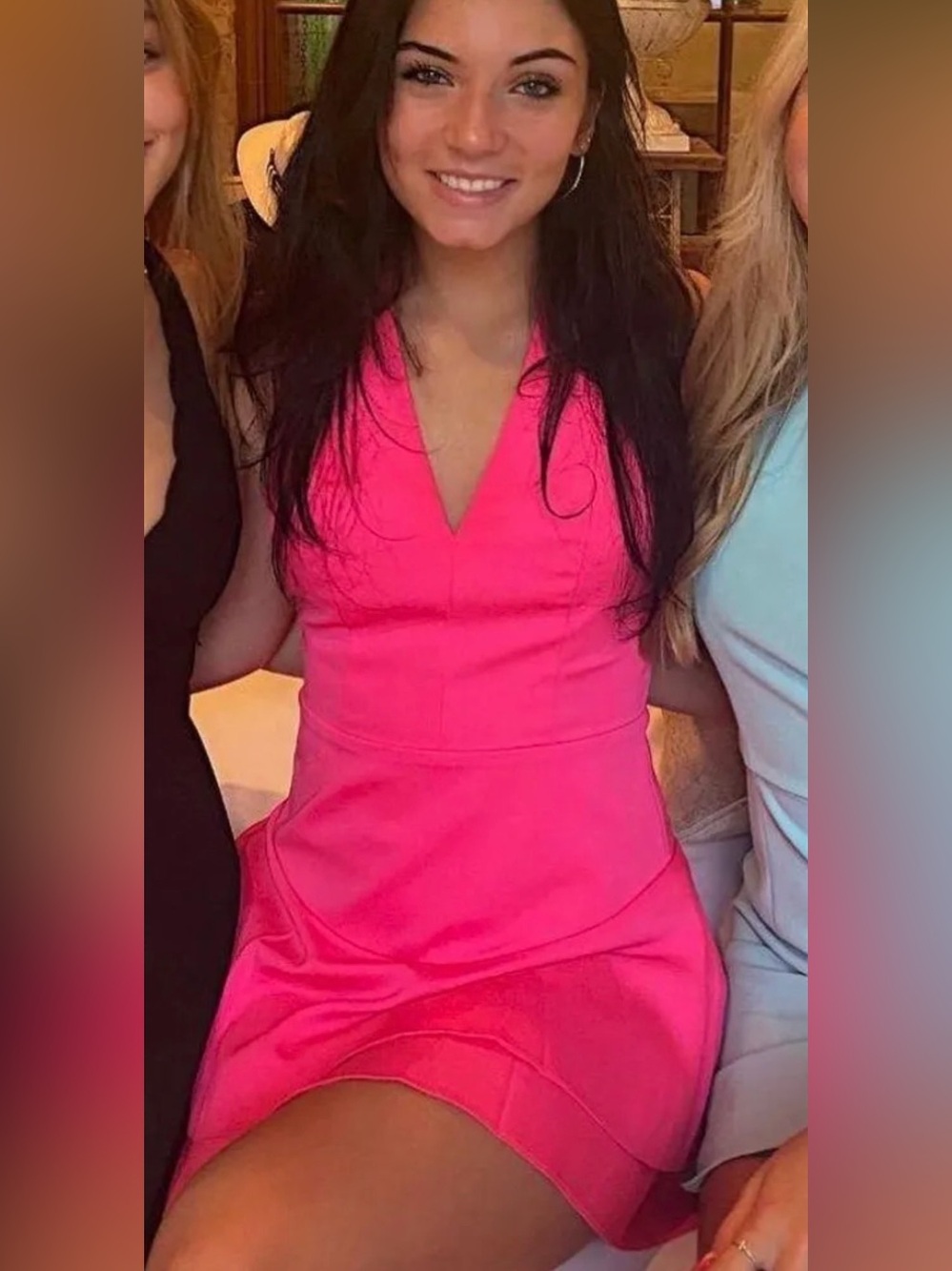 Karlie Hot Pink Sleeveless V-Neck Mini Dress